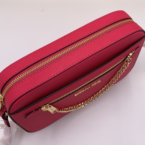 MICHAEL KORS 
Jet Set Large Saffiano Leather Crossbody Bag ELECTRIC PINK COLOR - Picture 10 of 15